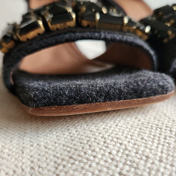 Sz41 Marni Dark Gray Felt Jeweled Ankle Strap Sandals - EUC (worn once) - Picture 11 of 16